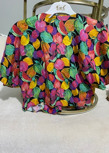 Renkli Bohem Mini Bluz  gömlek Düğmeli - Görsel 2