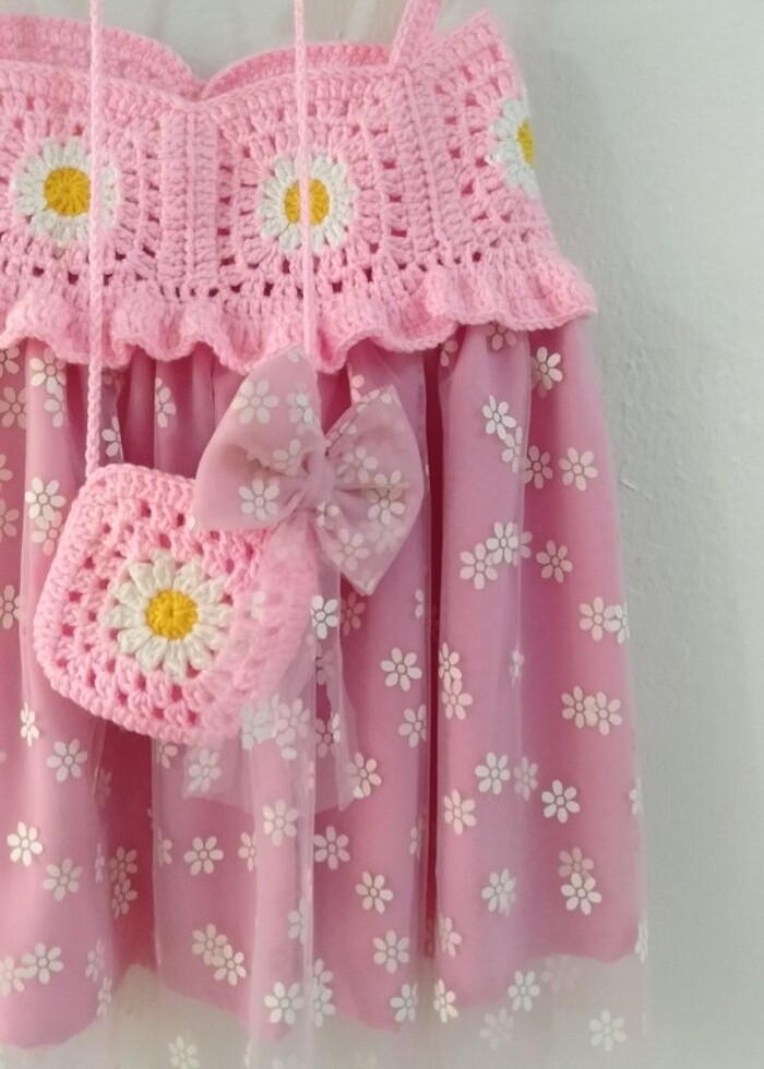 Örgü Robalı Papatya Elbise - Görsel 2