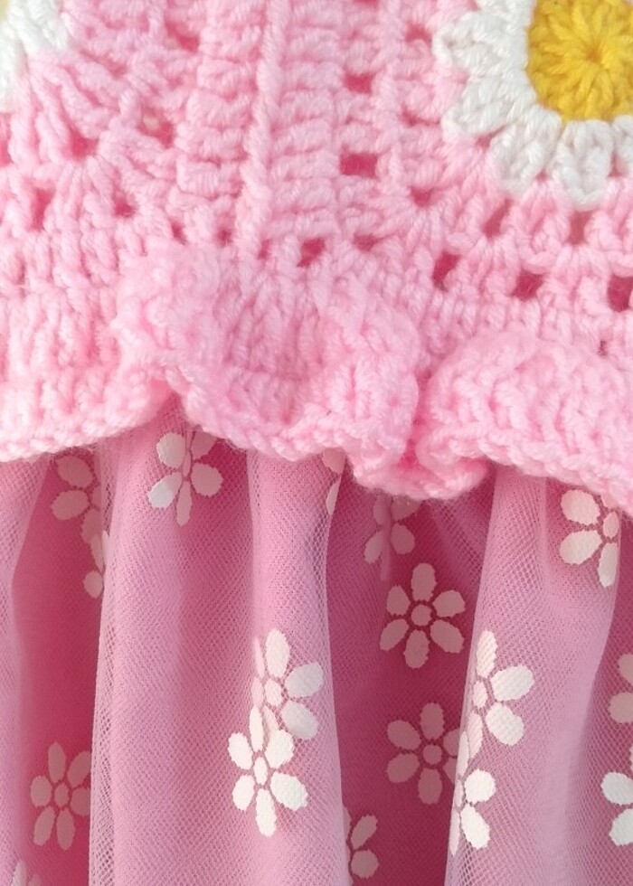 Örgü Robalı Papatya Elbise - Görsel 4