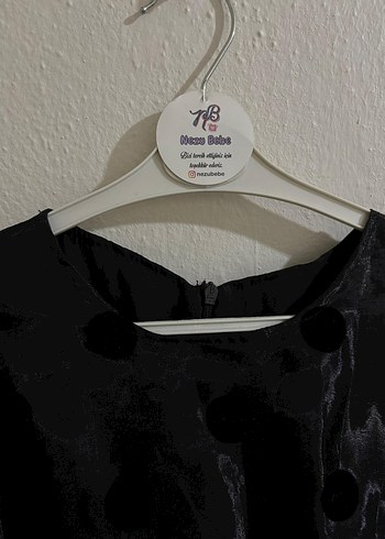 Kız Çocuk Puantiyeli Siyah abiye Elbise - Görsel 6