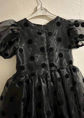Kız Çocuk Puantiyeli Siyah abiye Elbise - Görsel 3