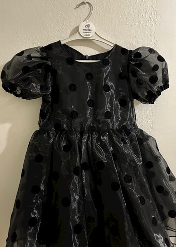 Kız Çocuk Puantiyeli Siyah abiye Elbise - Görsel 2