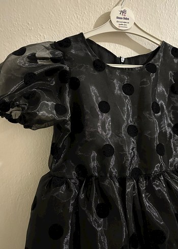 Kız Çocuk Puantiyeli Siyah abiye Elbise - Görsel 8