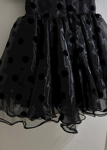 Kız Çocuk Puantiyeli Siyah abiye Elbise - Görsel 10