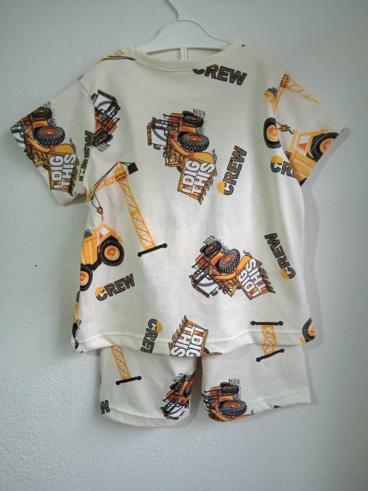 İş Makinesi Baskılı Erkek Çocuk Yazlık Şortlu Takım - Görsel 2