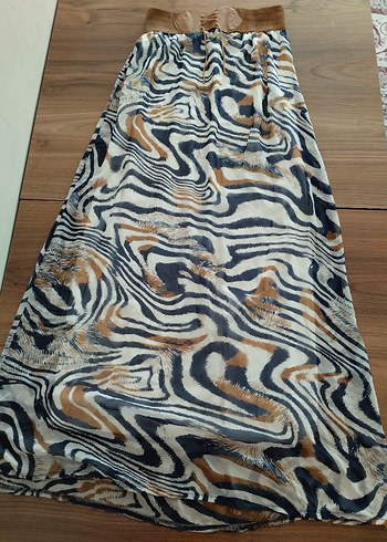 Bohem Zebra Desenli Uzun Etek