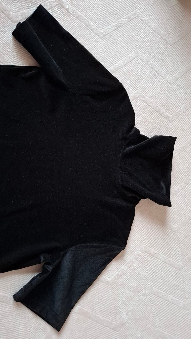 Siyah Balıkçı Yaka Kısa Kollu Bluz - Görsel 5