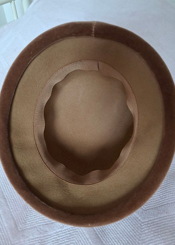 Bej Süet Kadın Şapka Fırfırlı Detaylı - Görsel 4