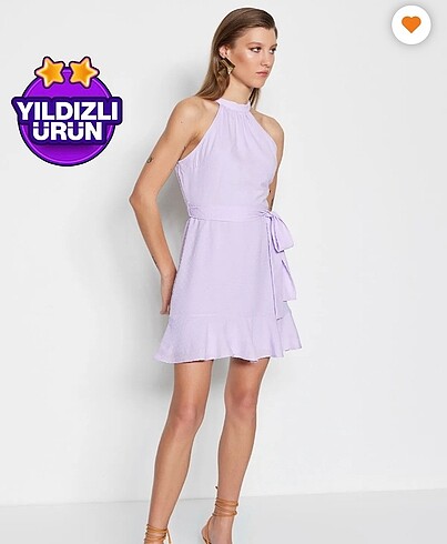Trendyol & Milla Halter yaka lila elbise