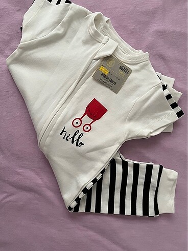 3 Ay Beden beyaz Renk Hello Baby etiketli 2?li tulum