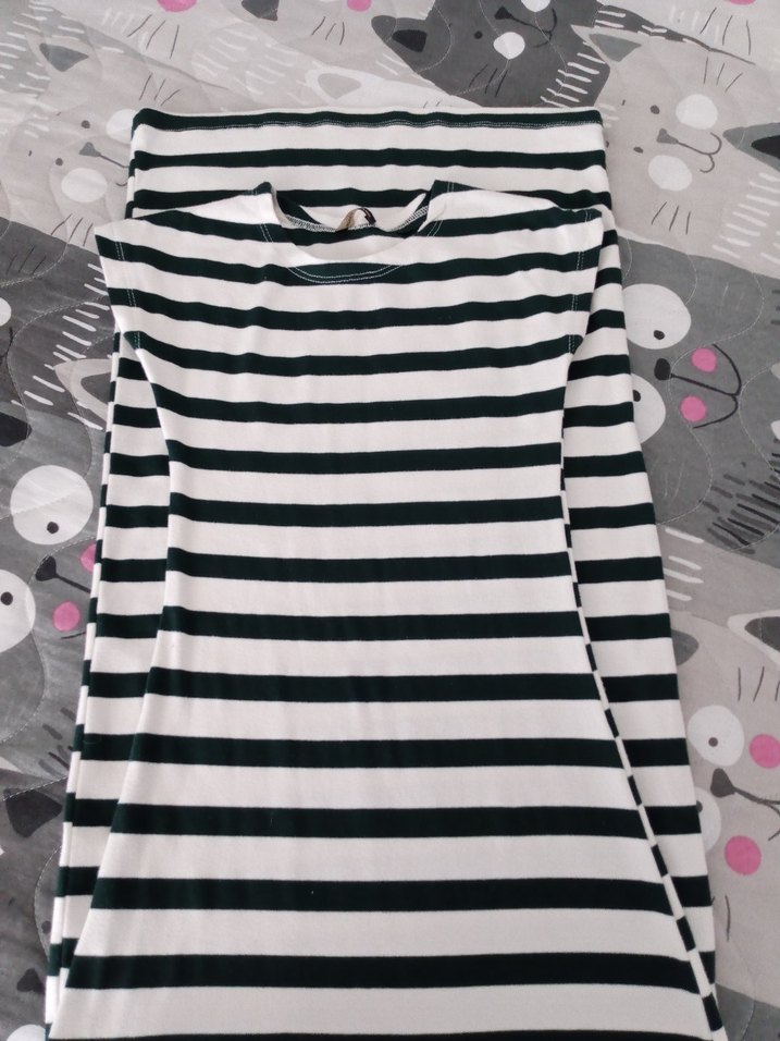 Gri Siyah Çizgili Street Wear Elbise - Görsel 2