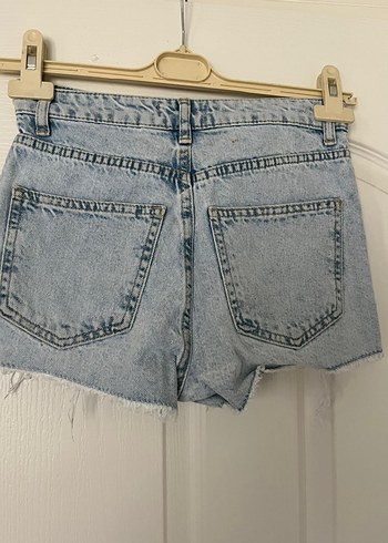 Kadın Mavi Bağcıklı Mini Denim Şort - Görsel 5