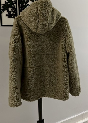 Bej Kadın Peluş Kapüşonlu Ceket - Görsel 2