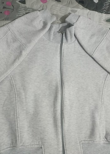 Gri Fermuarlı Kadın Sweatshirt - Görsel 2