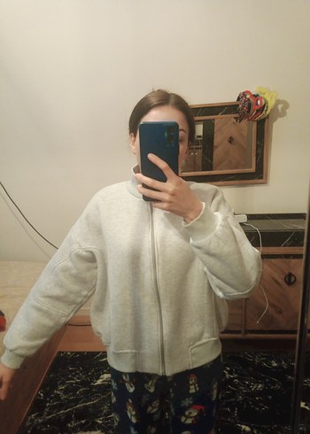 Gri Fermuarlı Kadın Sweatshirt - Görsel 10