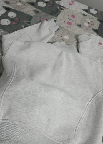 Gri Fermuarlı Kadın Sweatshirt - Görsel 7