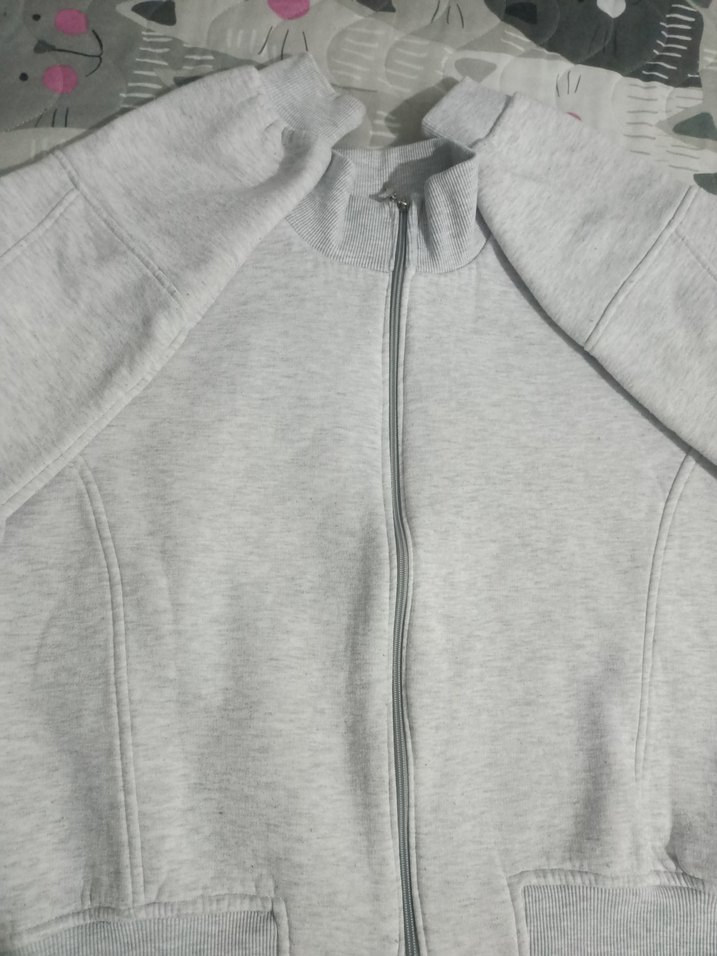 Gri Fermuarlı Kadın Sweatshirt - Görsel 2