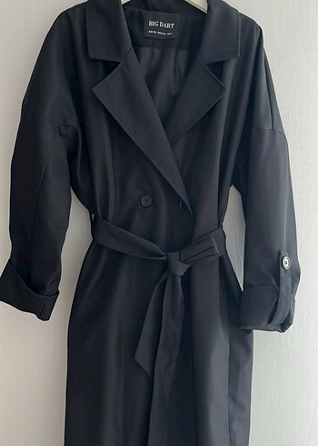 Siyah Kuşaklı Uzun Kadın Trençkot - Görsel 2