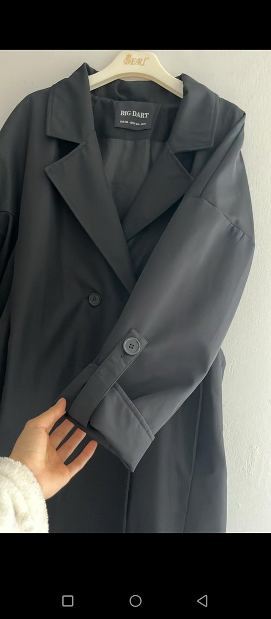 Siyah Kuşaklı Uzun Kadın Trençkot - Görsel 5