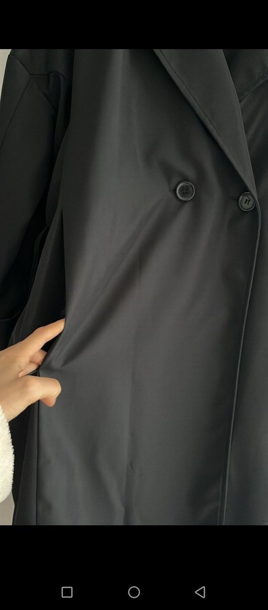 Siyah Kuşaklı Uzun Kadın Trençkot - Görsel 4