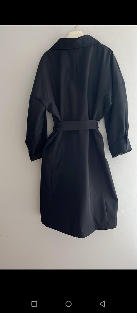 Siyah Kuşaklı Uzun Kadın Trençkot - Görsel 3