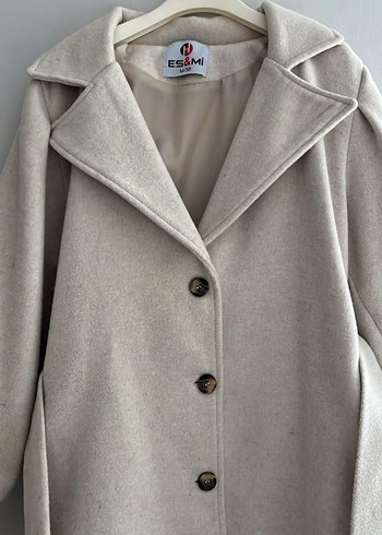 Bej Kadın Midi Palto Düğmeli Modern - Görsel 6