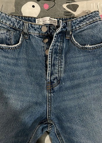 Yırtık Detaylı Kadın Mavi Denim Jean - Görsel 4