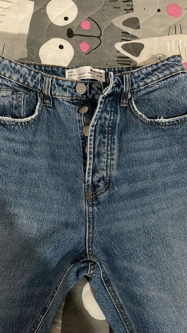 Yırtık Detaylı Kadın Mavi Denim Jean - Görsel 4