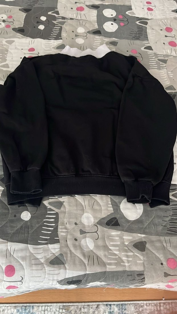 Siyah Baskılı Puff Sweatshirt - Görsel 3