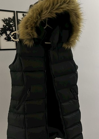 Kürklü Siyah Kadın Şişme Yelek - Görsel 3