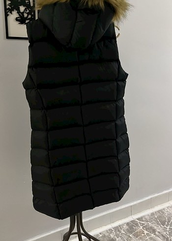 Kürklü Siyah Kadın Şişme Yelek - Görsel 5