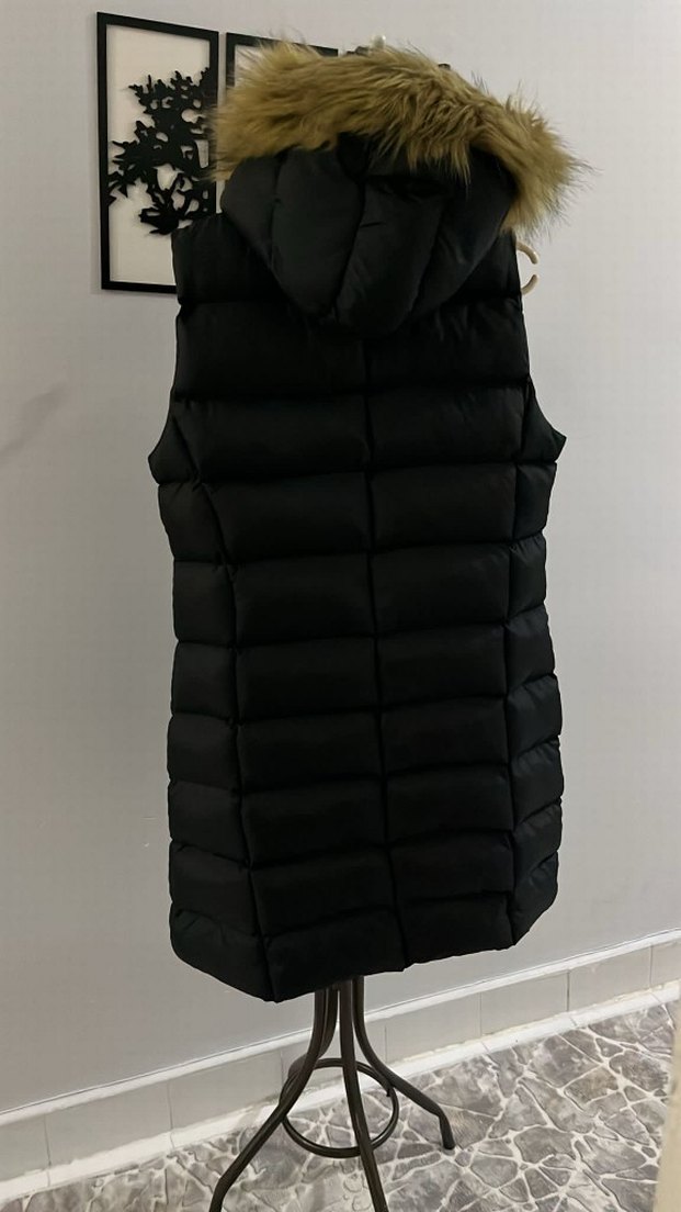 Kürklü Siyah Kadın Şişme Yelek - Görsel 2