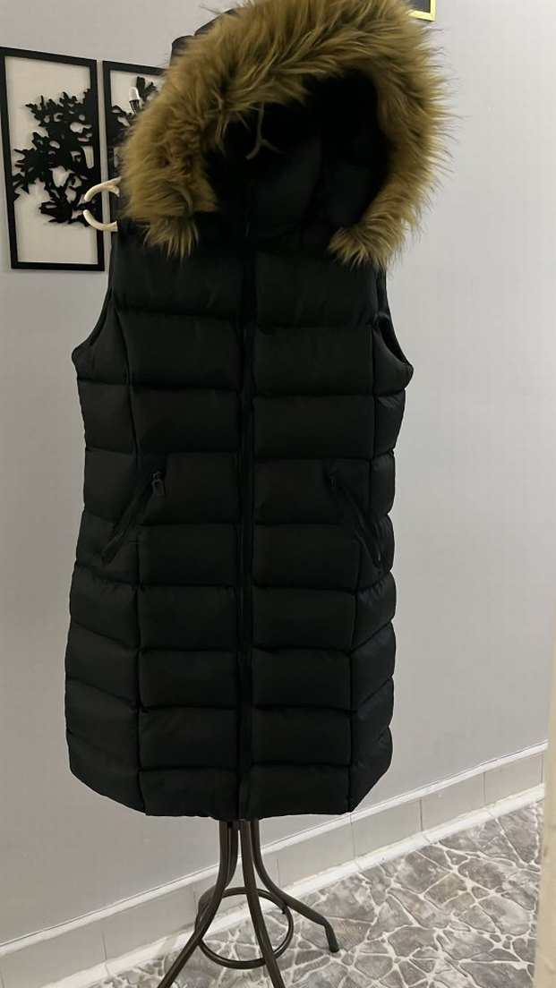 Kürklü Siyah Kadın Şişme Yelek - Görsel 4