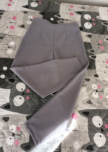 Gri Pilili Kadın Kumaş Pantolon - Görsel 4