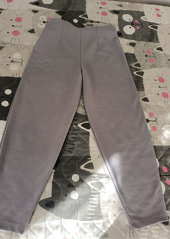 Gri Pilili Kadın Kumaş Pantolon - Görsel 2