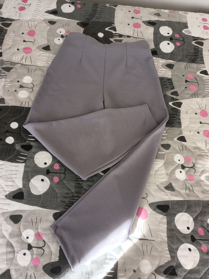 Gri Pilili Kadın Kumaş Pantolon - Görsel 4