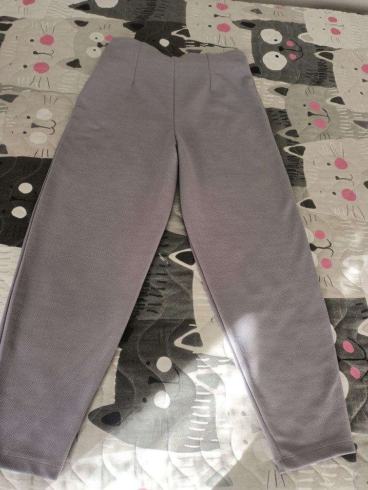 Gri Pilili Kadın Kumaş Pantolon - Görsel 2