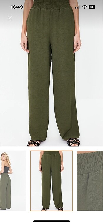 xs Beden Trendyolmilla Haki wide leg dokuma pantolon