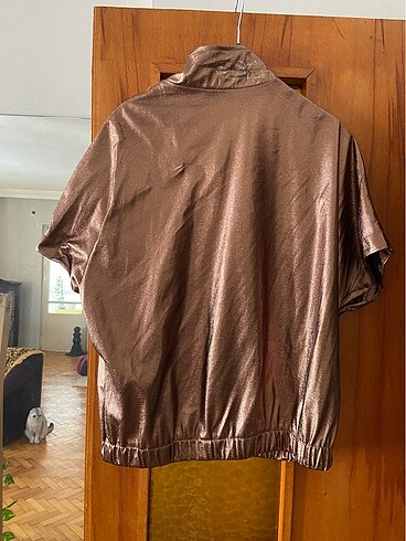 Bakır bronz parlak bomber yelek - Görsel 5