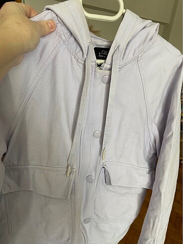 Mavi marka lila rengi kapişonlu kot ceket - Görsel 5