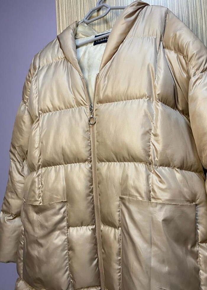 Kadın Bej Oversize Şişme Mont - Görsel 3