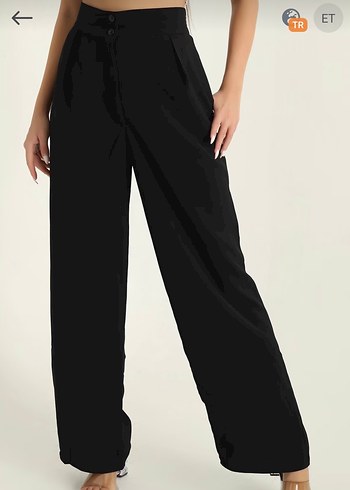 Siyah Kadın Jakarlı Palazzo Pantolon - Görsel 2