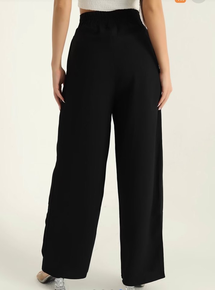 Siyah Kadın Jakarlı Palazzo Pantolon - Görsel 4