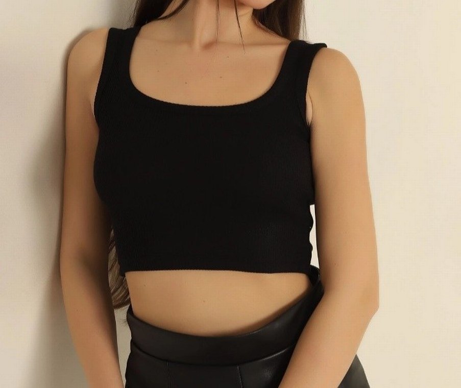 Siyah Kadın Mini Bluz - Görsel 3