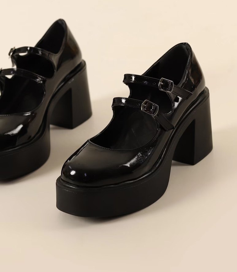 Mary Jane Siyah Kalın Topuklu Tokalı Platform Ayakkabı - Görsel 4