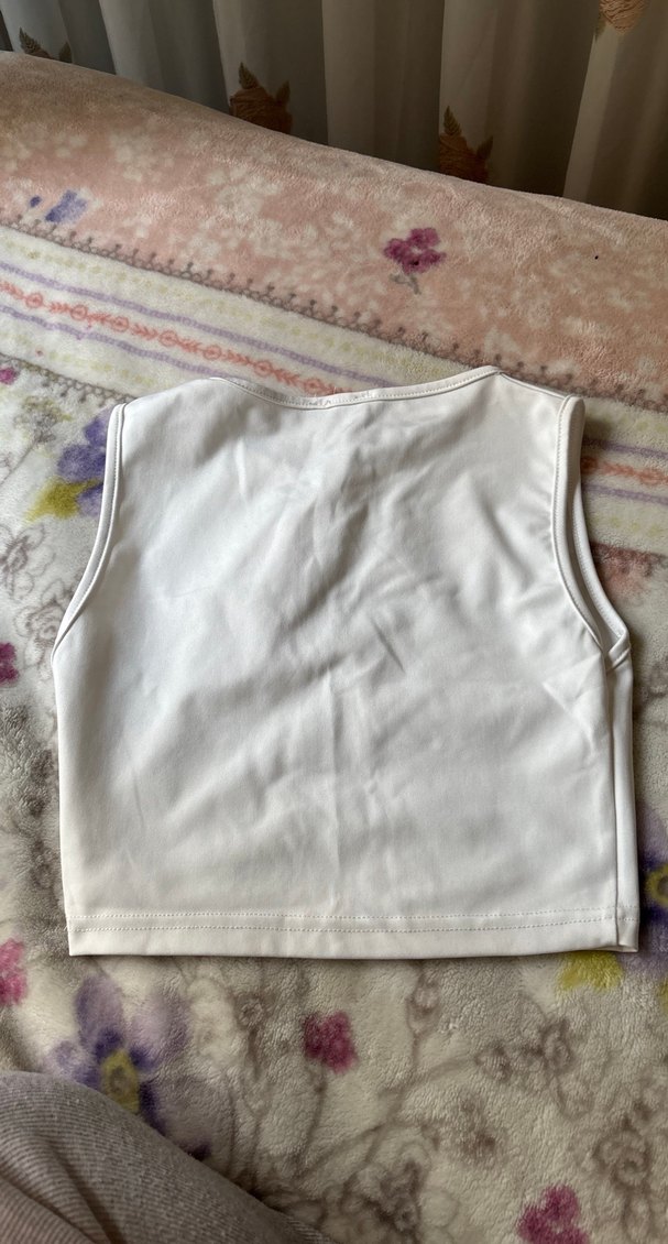 Beyaz Kadın Kolsuz Mini Atlet - Görsel 2