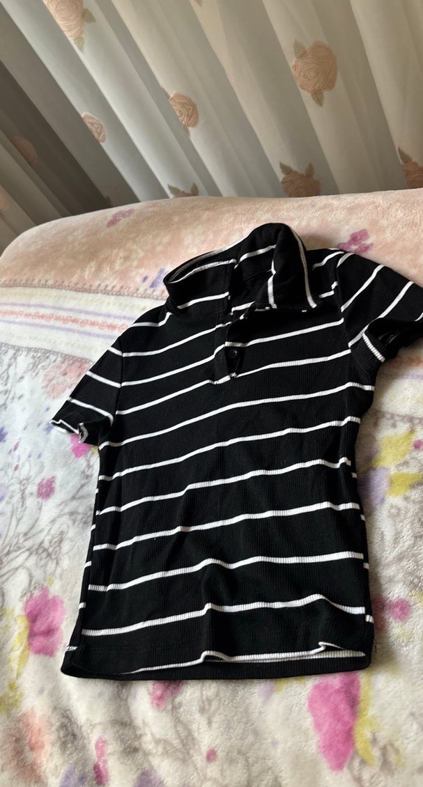 Siyah Çizgili Polo Tişört - Görsel 2