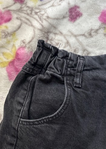 Siyah Bağcıklı Mini Denim Şort - Görsel 2