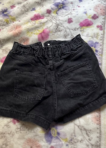 Siyah Bağcıklı Mini Denim Şort - Görsel 3