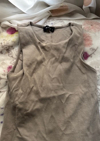 Bej Keten Uzun Drapeli Elbise - Görsel 2